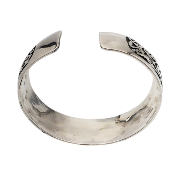 Sterling Silver Oxidized Filigree Cut Out Wide Cuff Bracelet #20765 - Picture 5 of 10